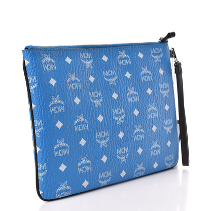 MCM Visetos Wristlet Zip Pouch Blue 3 of 9