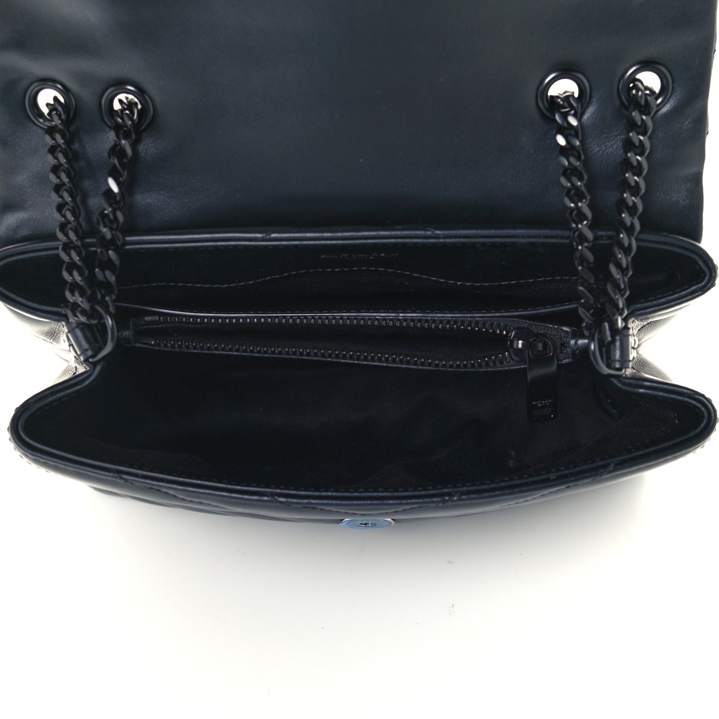 Calfskin Y Quilted Monogram Small Loulou Chain Satchel Black