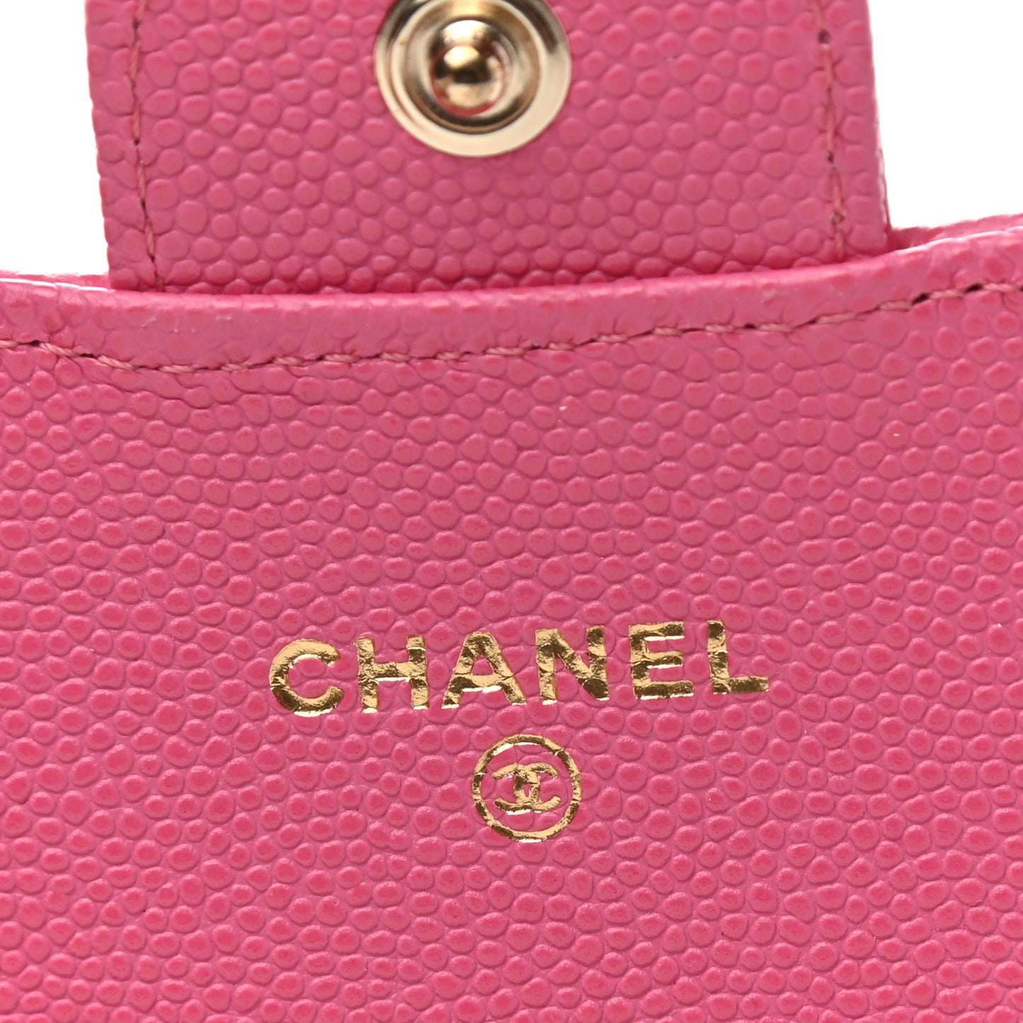 Caviar Quilted Flap Card Holder Wallet Pink