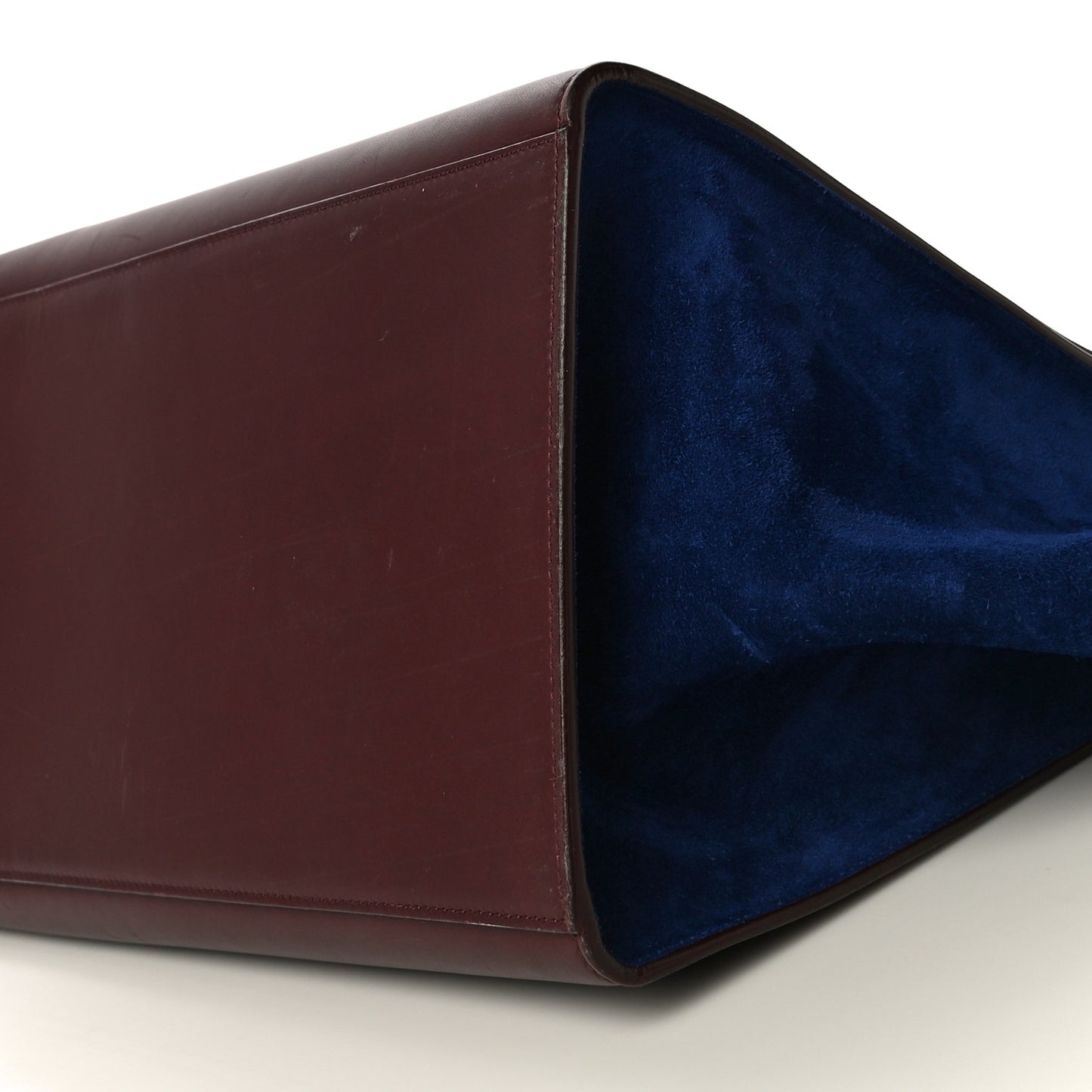 Smooth Calfskin Suede Large Bi-Color Trapeze Burgundy