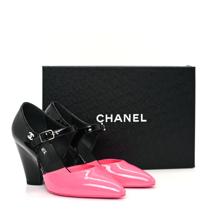 Chanel Patent Calfskin CC Pumps 37 Pink Black 10 of 10