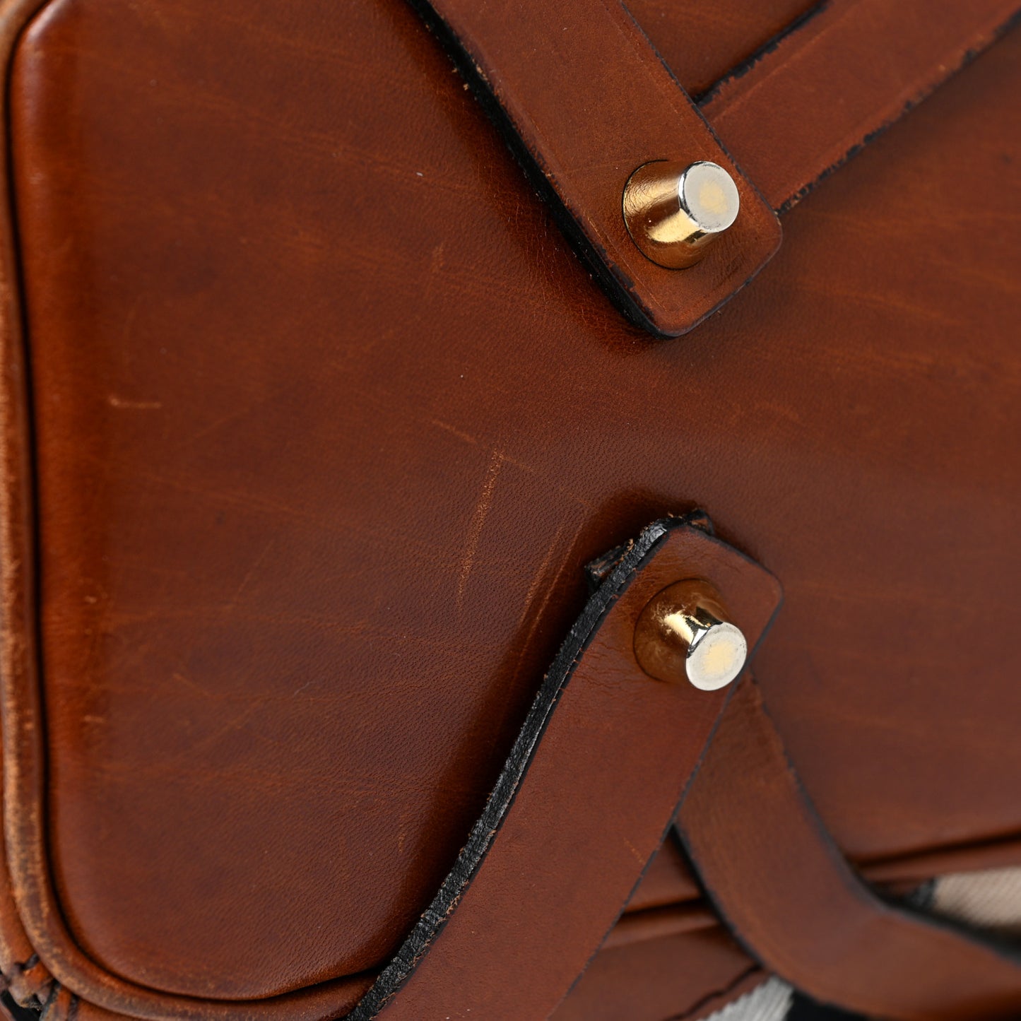 House Check Bridle Calfskin Medium Gosford Hobo Dark Tan