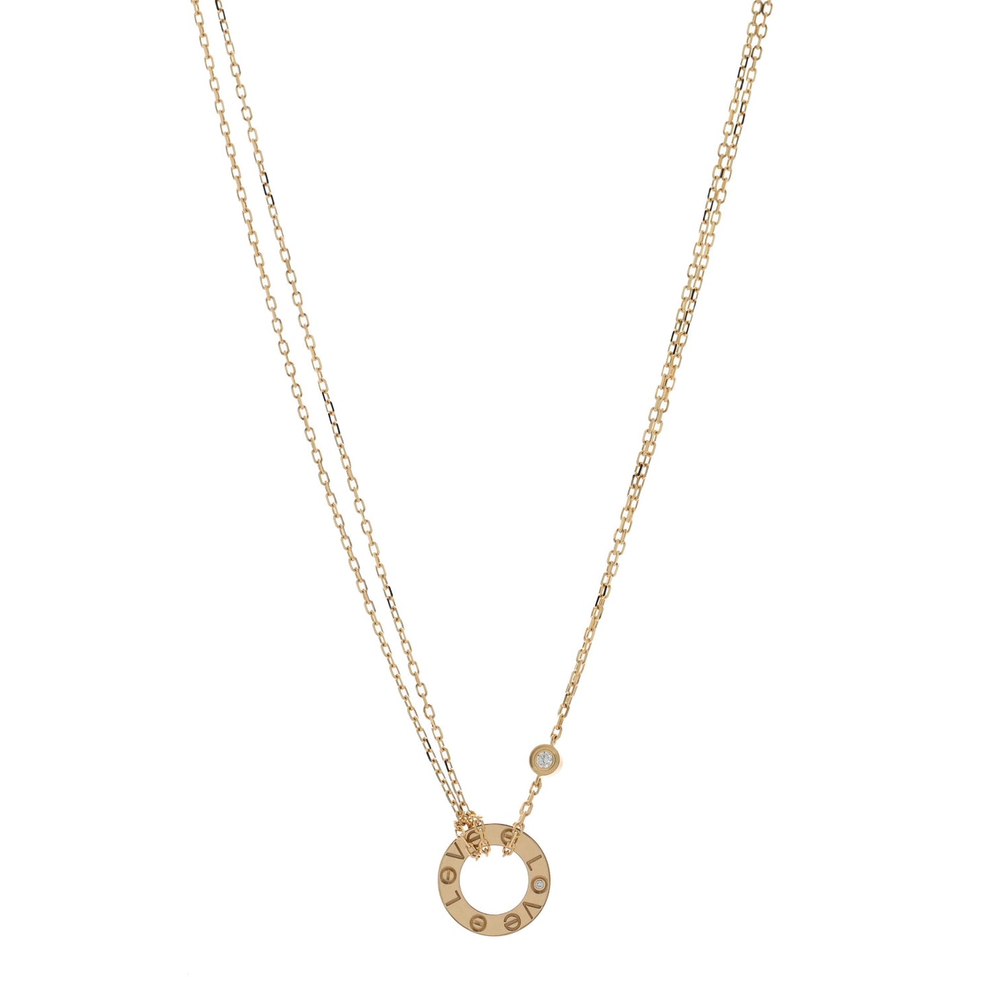 18K Yellow Gold 2 Diamond LOVE Necklace