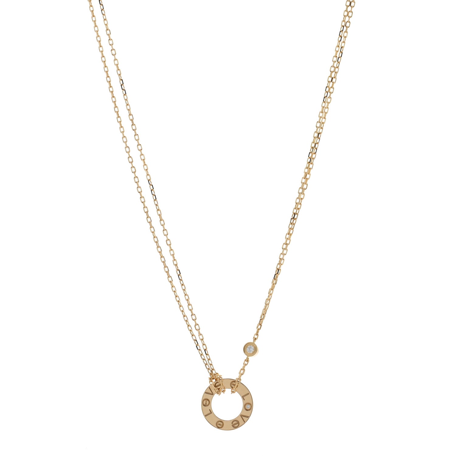 Cartier 18K Yellow Gold 2 Diamond LOVE Necklace 1 of 5