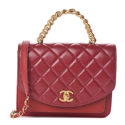Chanel Calfskin Caviar Quilted Chain Handle Flap Red 1 of 8