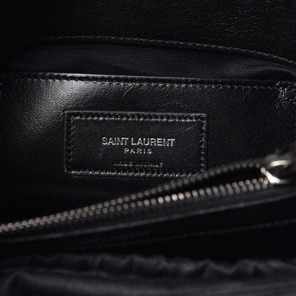 Saint Laurent Sheepskin Matelasse Chevron Monogram Medium College Bag Black 7 of 12