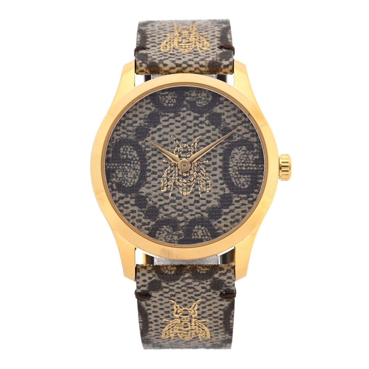 Stainless Steel Canvas 38mm G-Timeless GG Supreme Bee Quartz Watch Brown