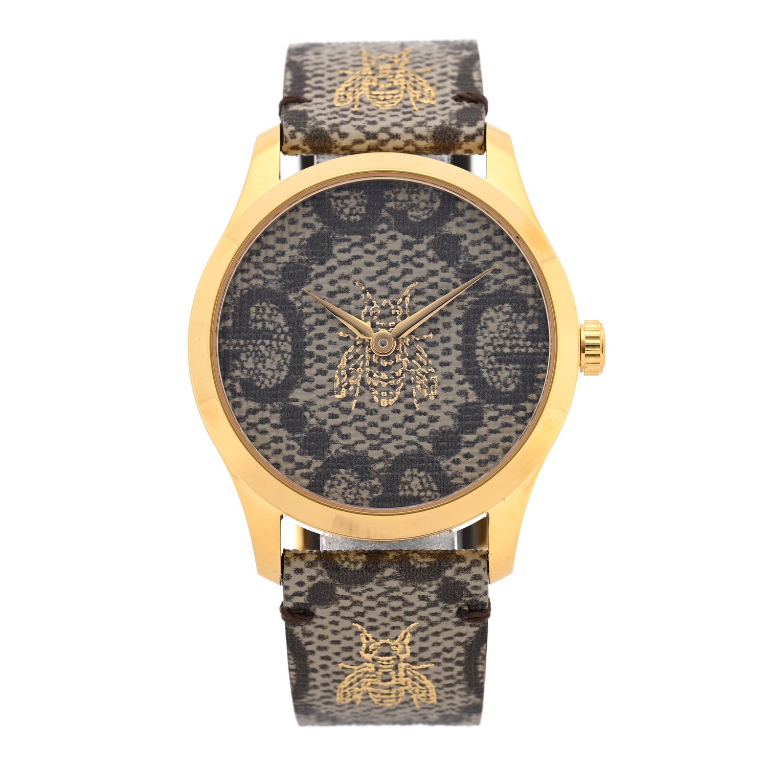 Gucci Stainless Steel Canvas 38mm G-Timeless GG Supreme Bee Quartz Watch Brown 1 of 4