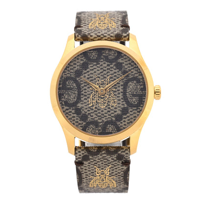 Gucci Stainless Steel Canvas 38mm G-Timeless GG Supreme Bee Quartz Watch Brown 1 of 4