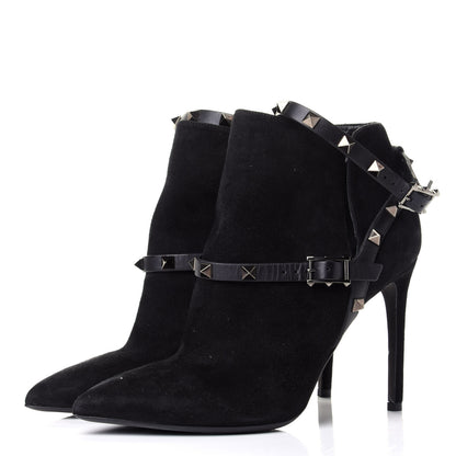 Valentino Garavani Suede Rockstud Double Buckle 100mm Ankle Boots 36.5 Black 3 of 9