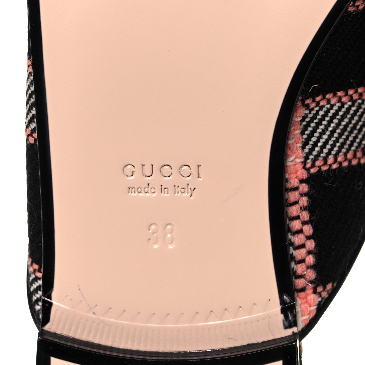 Gucci Tweed Calfskin Damier Womens Princetown Slippers 38 Black Pink Multicolor 6 of 8