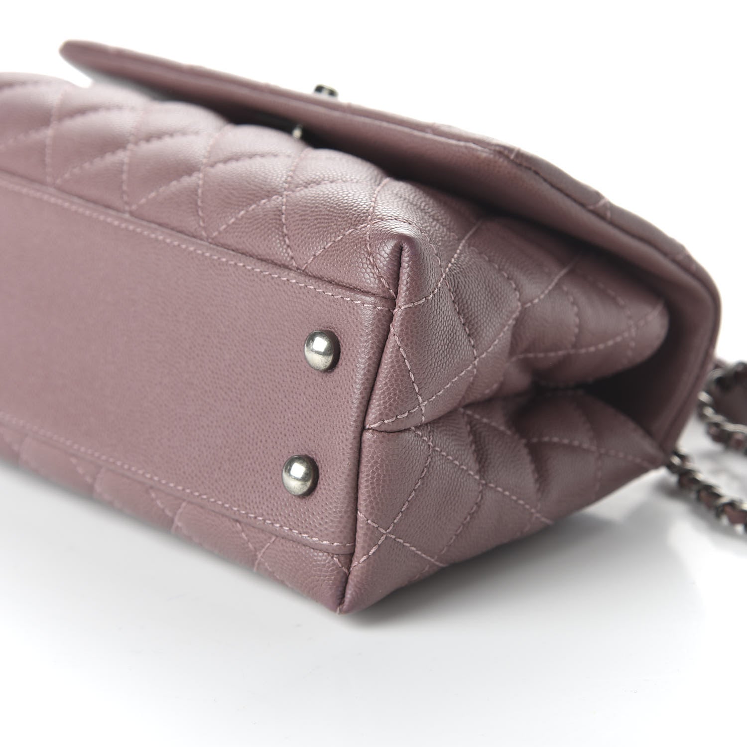 Chanel Caviar Lizard Quilted Mini Coco Handle Flap Pink Burgundy 7 of 10