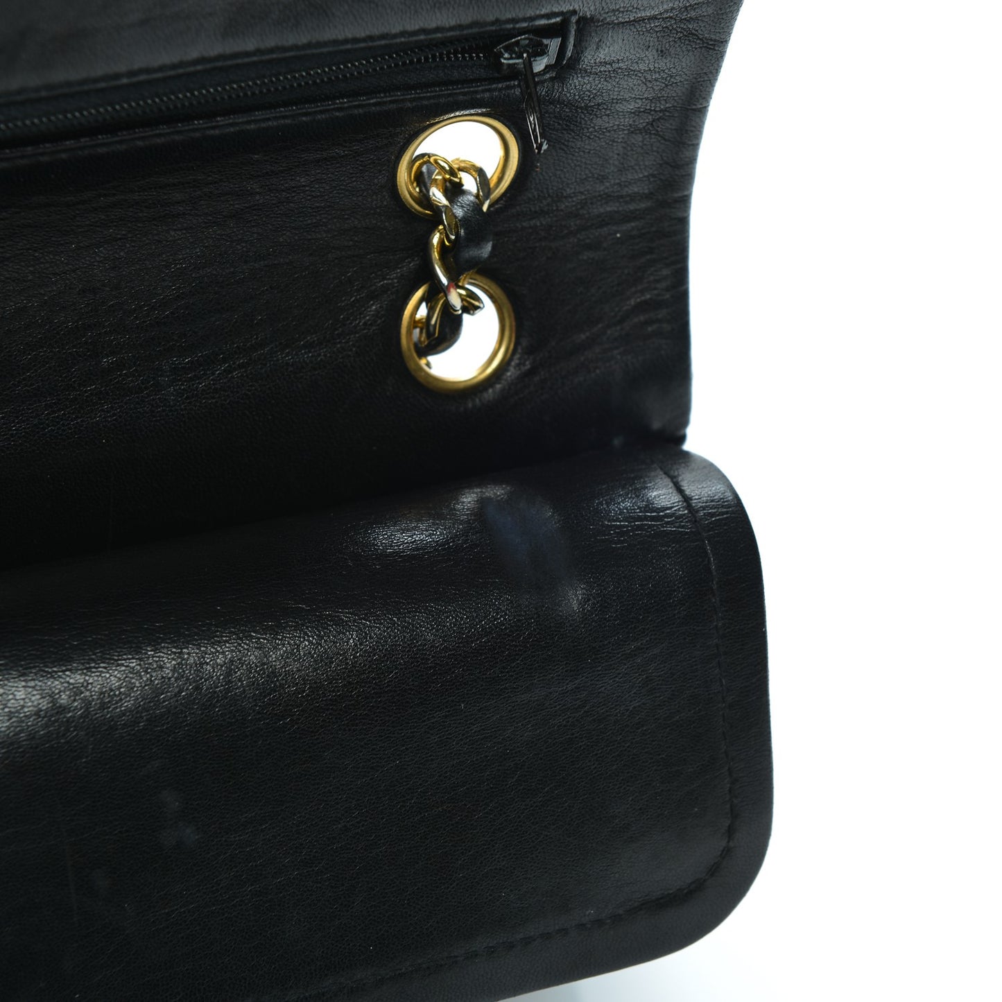 Lambskin Quilted Medium Double Flap Black