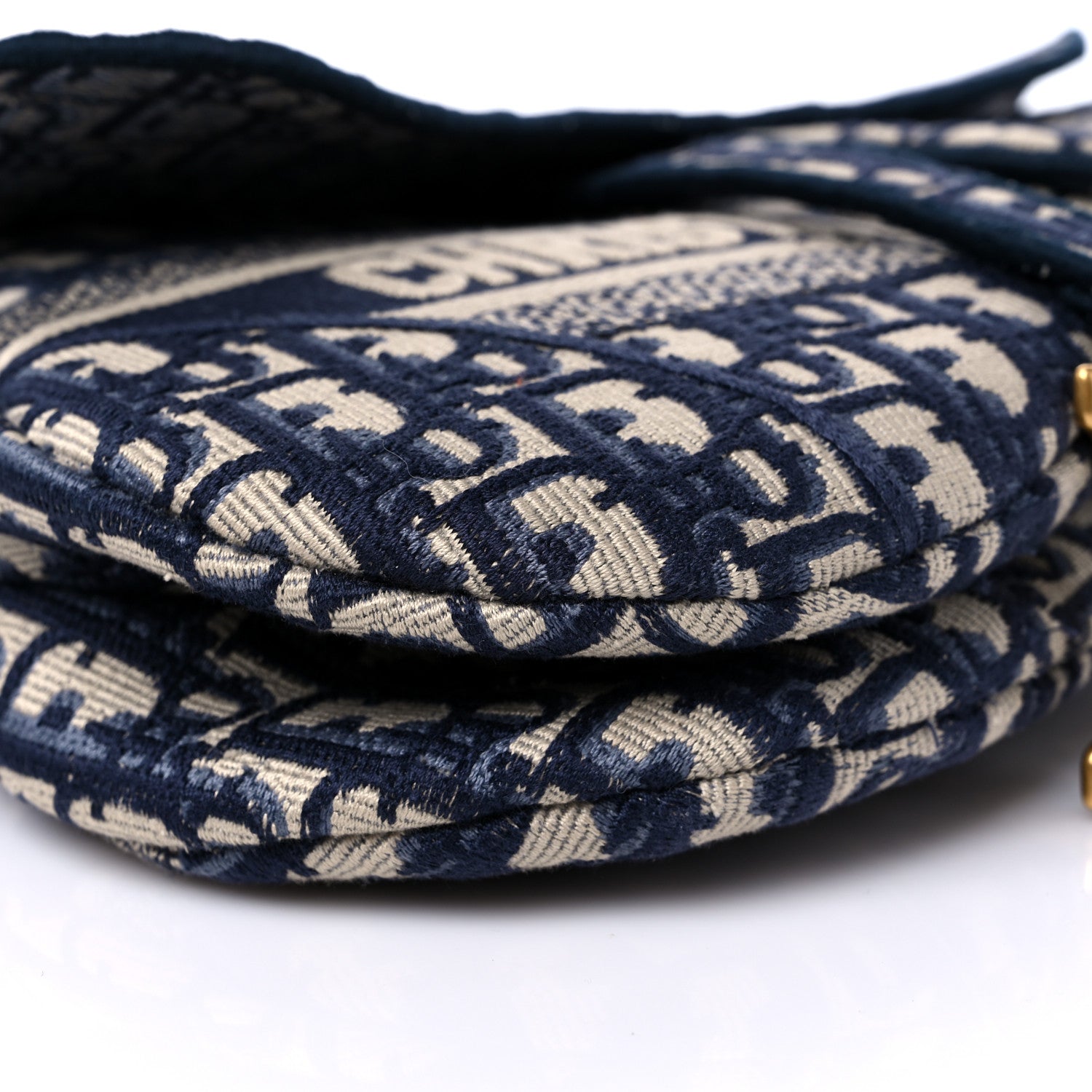 Christian Dior Oblique Embroidered Saddle Bag Blue 8 of 10