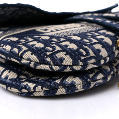 Christian Dior Oblique Embroidered Saddle Bag Blue 8 of 10