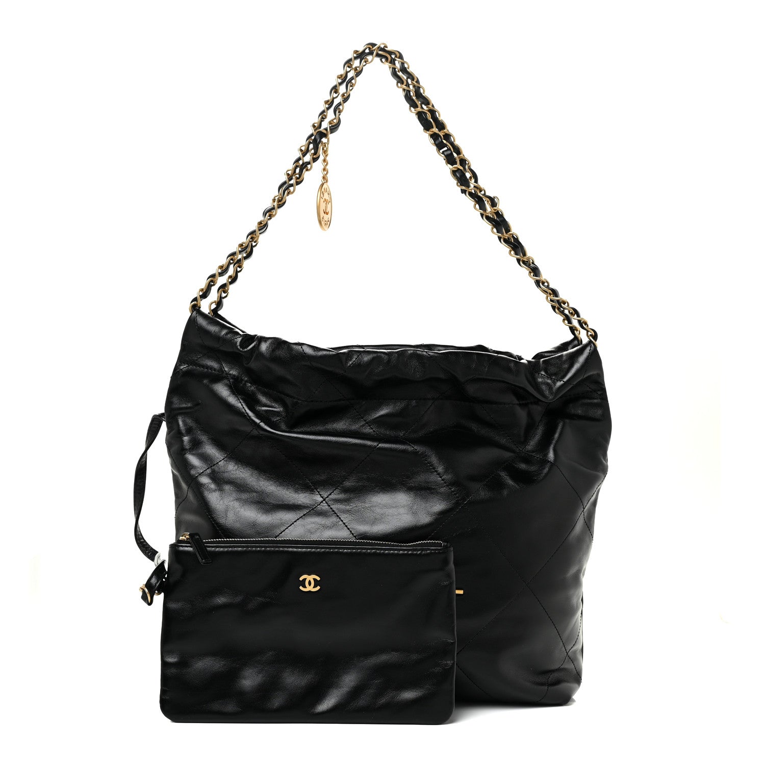 Chanel Shiny Calfskin Quilted Small Chanel 22 Black 1 of 12