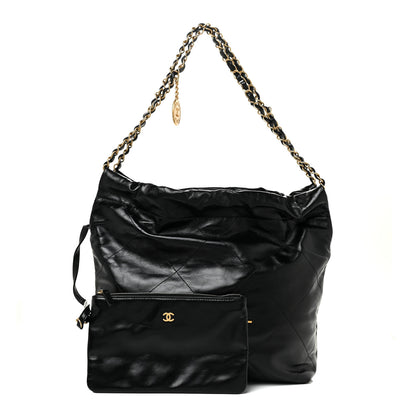 Chanel Shiny Calfskin Quilted Small Chanel 22 Black 1 of 12