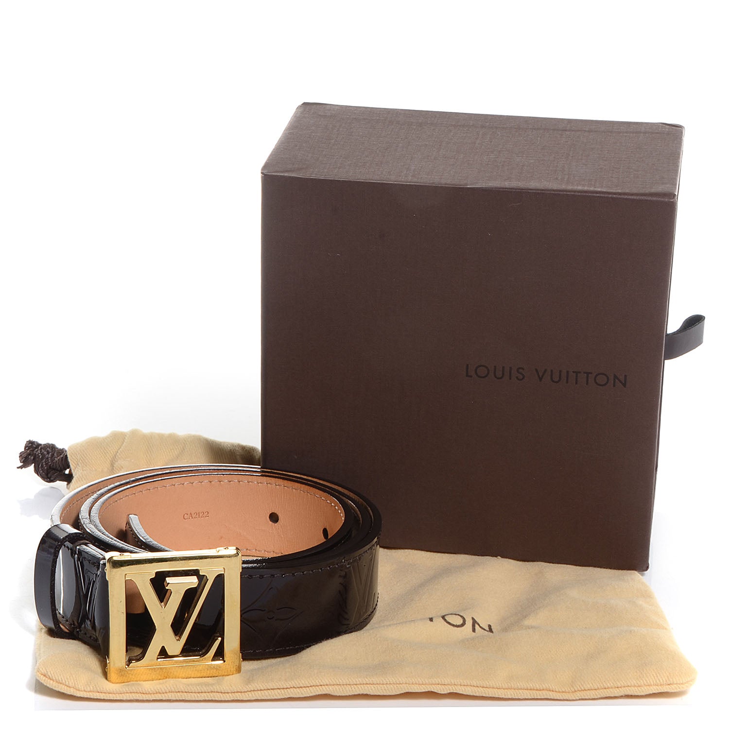 Louis Vuitton Vernis LV Frame Belt Amarante 85 34 8 of 8