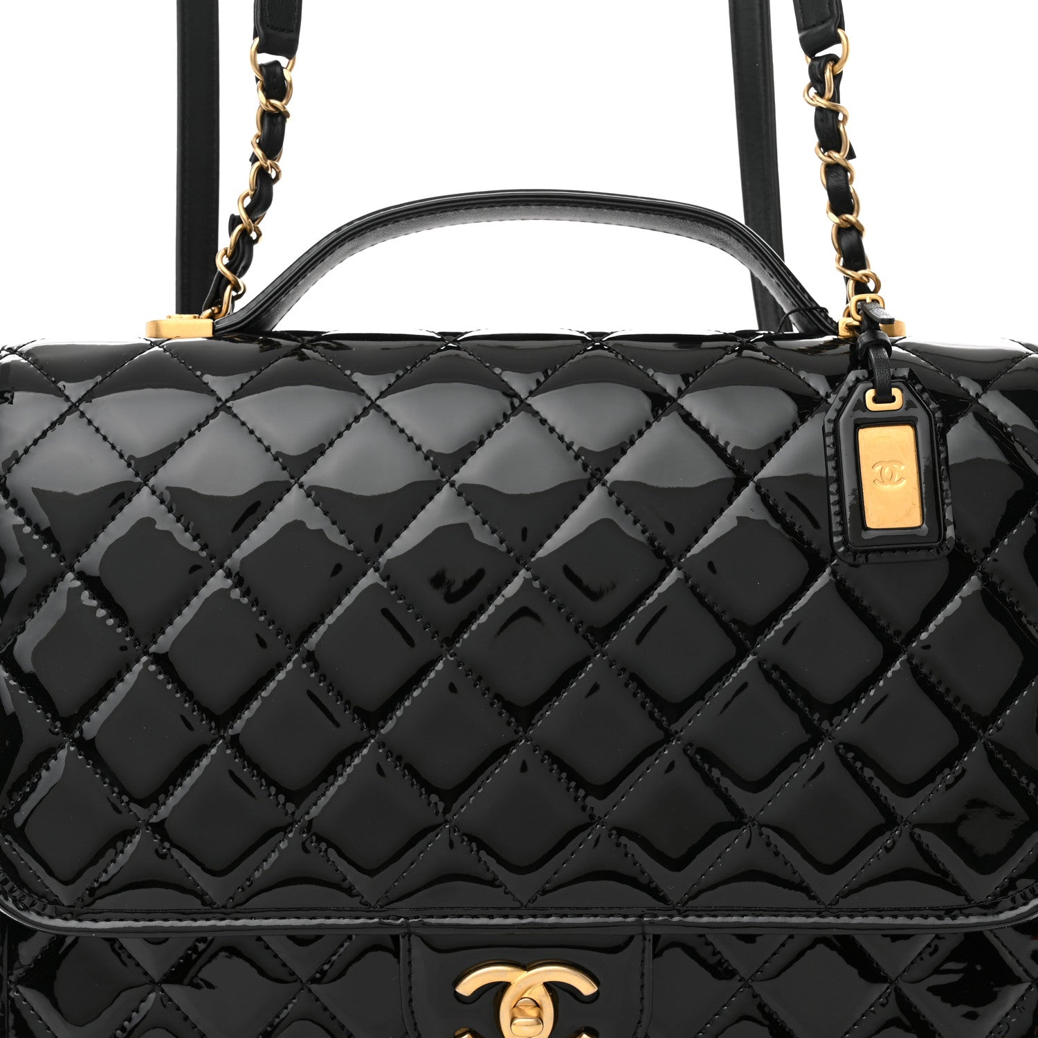 Chanel Patent Quilted Large School Memory Top Handle Flap Black 8 of 10