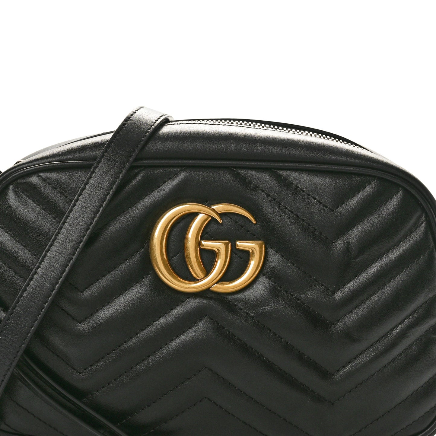 Calfskin Matelasse Small GG Marmont Chain Shoulder Bag Black