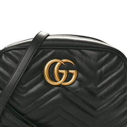 Gucci Calfskin Matelasse Small GG Marmont Chain Shoulder Bag Black 8 of 10