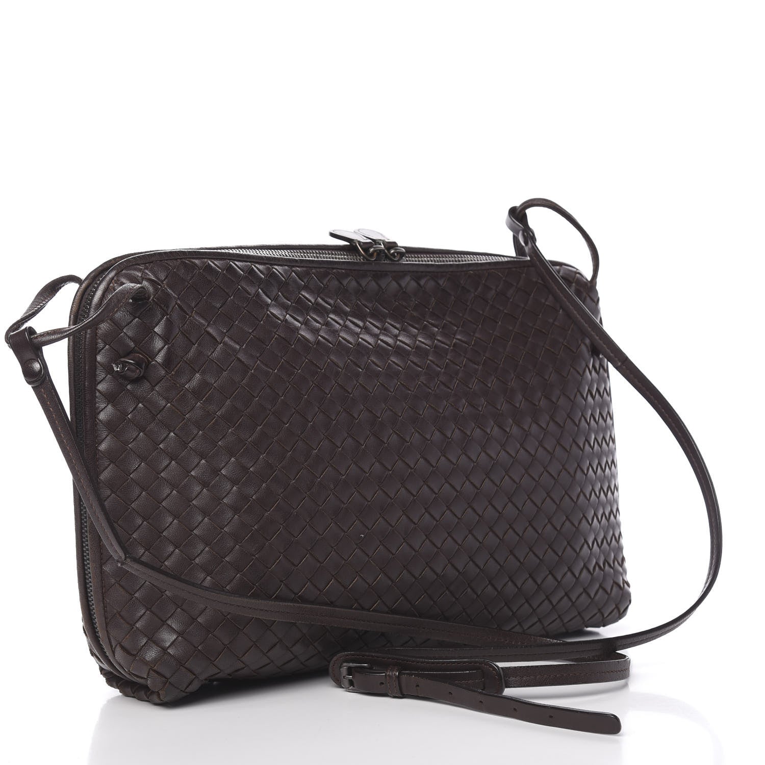Bottega Veneta Nappa Intrecciato Nodini Crossbody Messenger Ebano 3 of 12