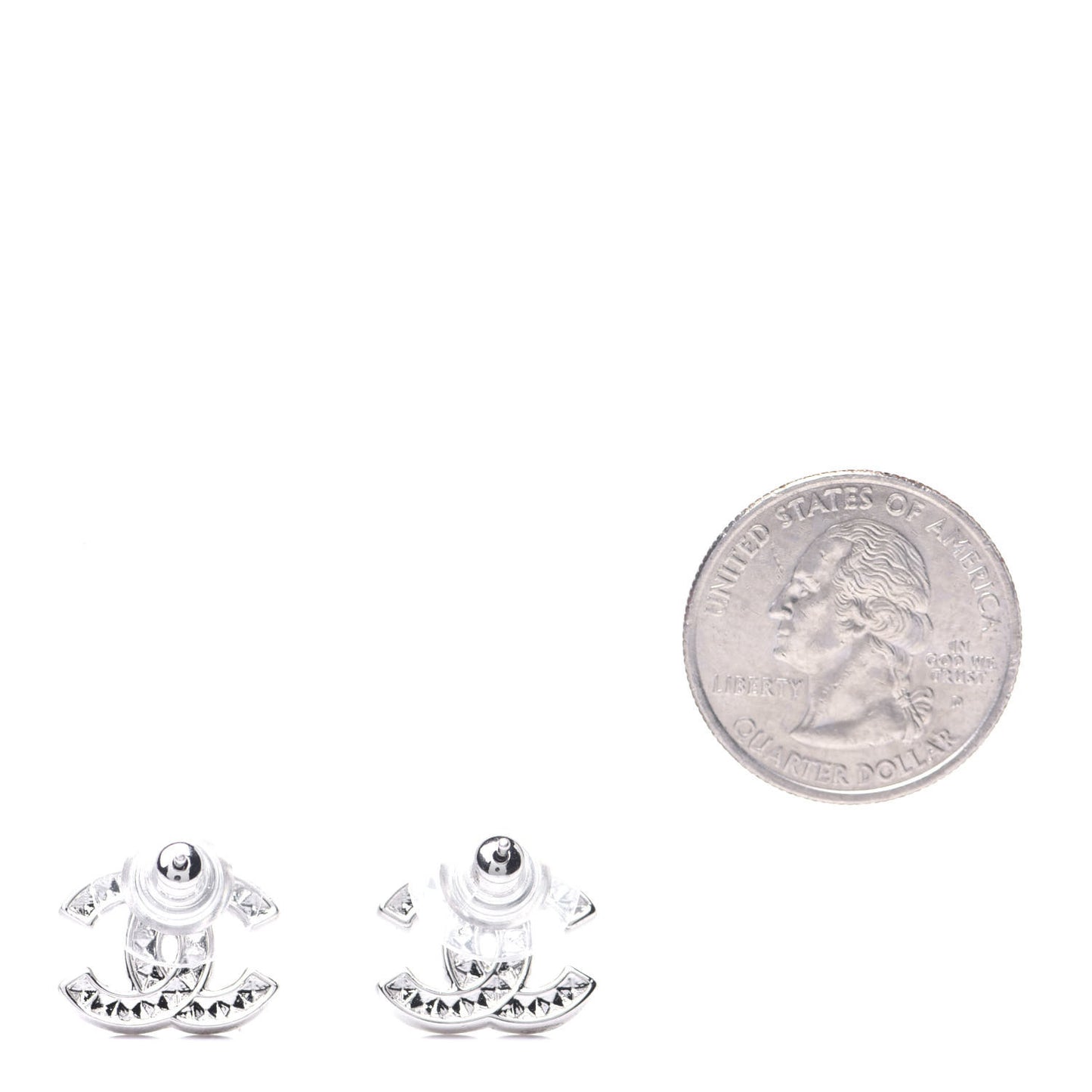 Baguette Crystal CC Earrings Silver Grey