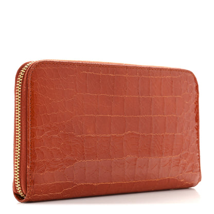 Miu Miu Vernice Crocodile Embossed Calfskin Zip Around Wallet Papaya 3 of 7