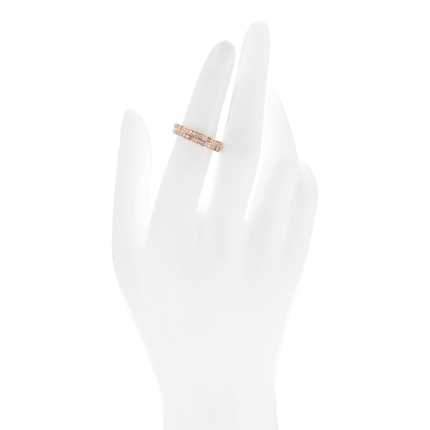 Cartier 18K Pink Gold Diamond Maillon Panthere 2 Half Rows Ring 50 5.5 2 of 5