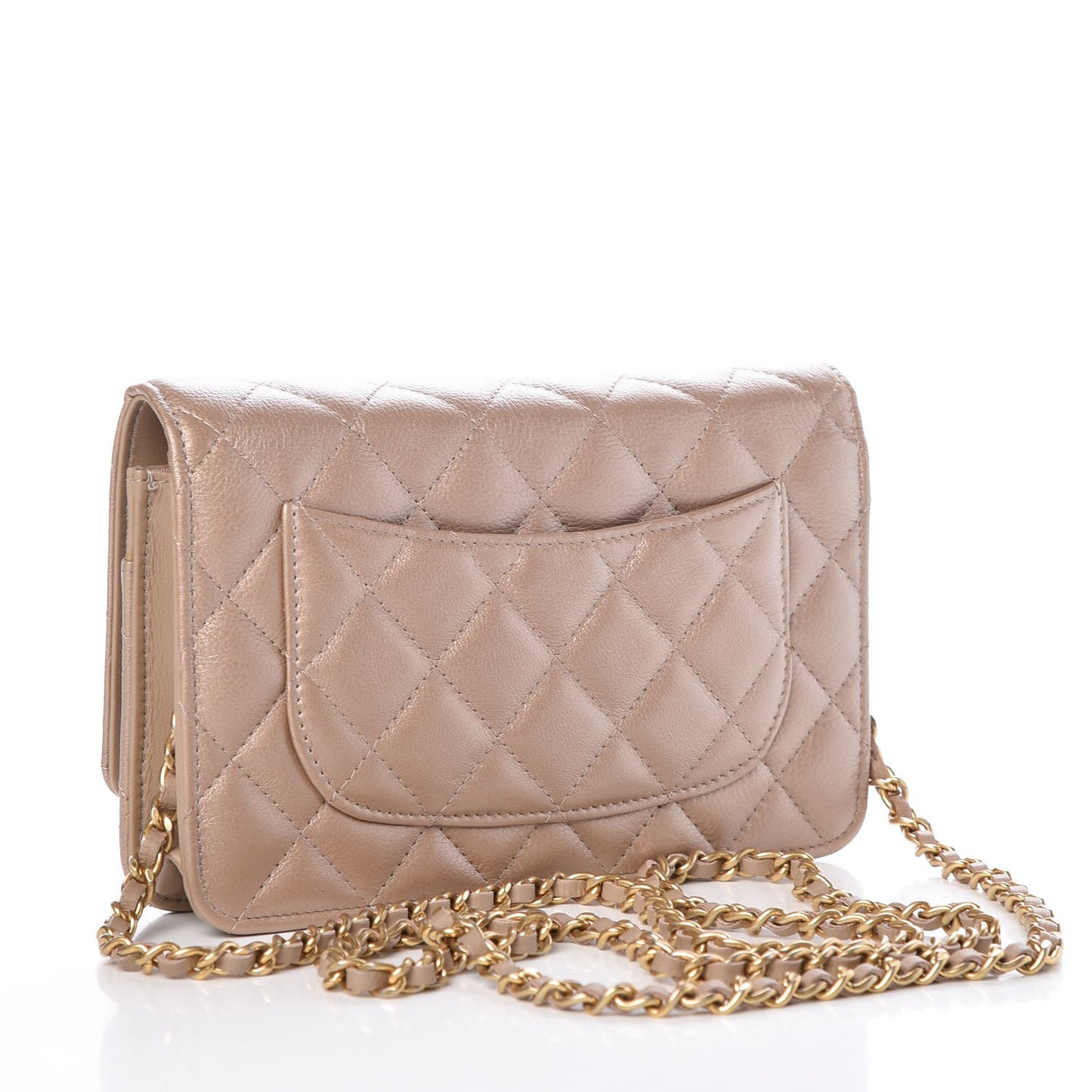 Metallic Aged Calfskin Reissue Wallet On Chain WOC Gold