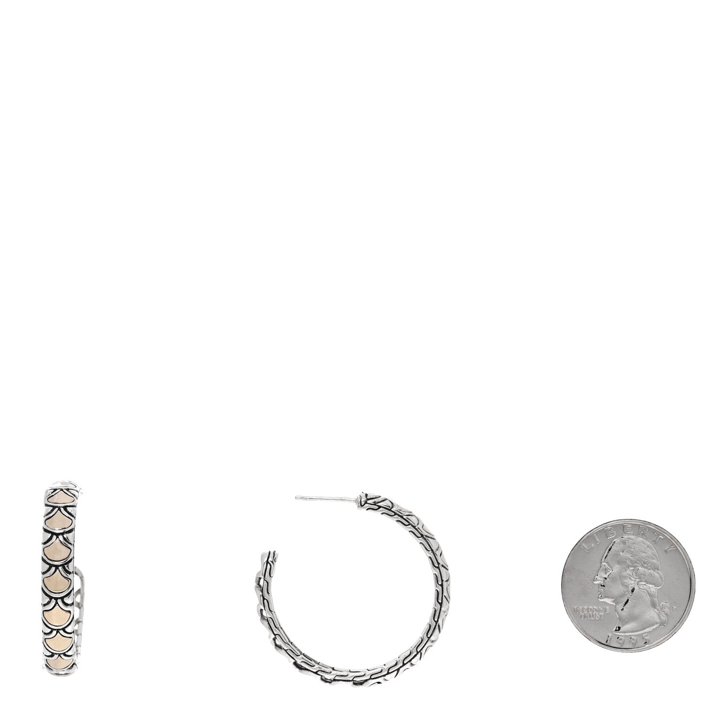 John Hardy Sterling Silver 18K Yellow Gold Naga Hoop Earrings 2 of 4