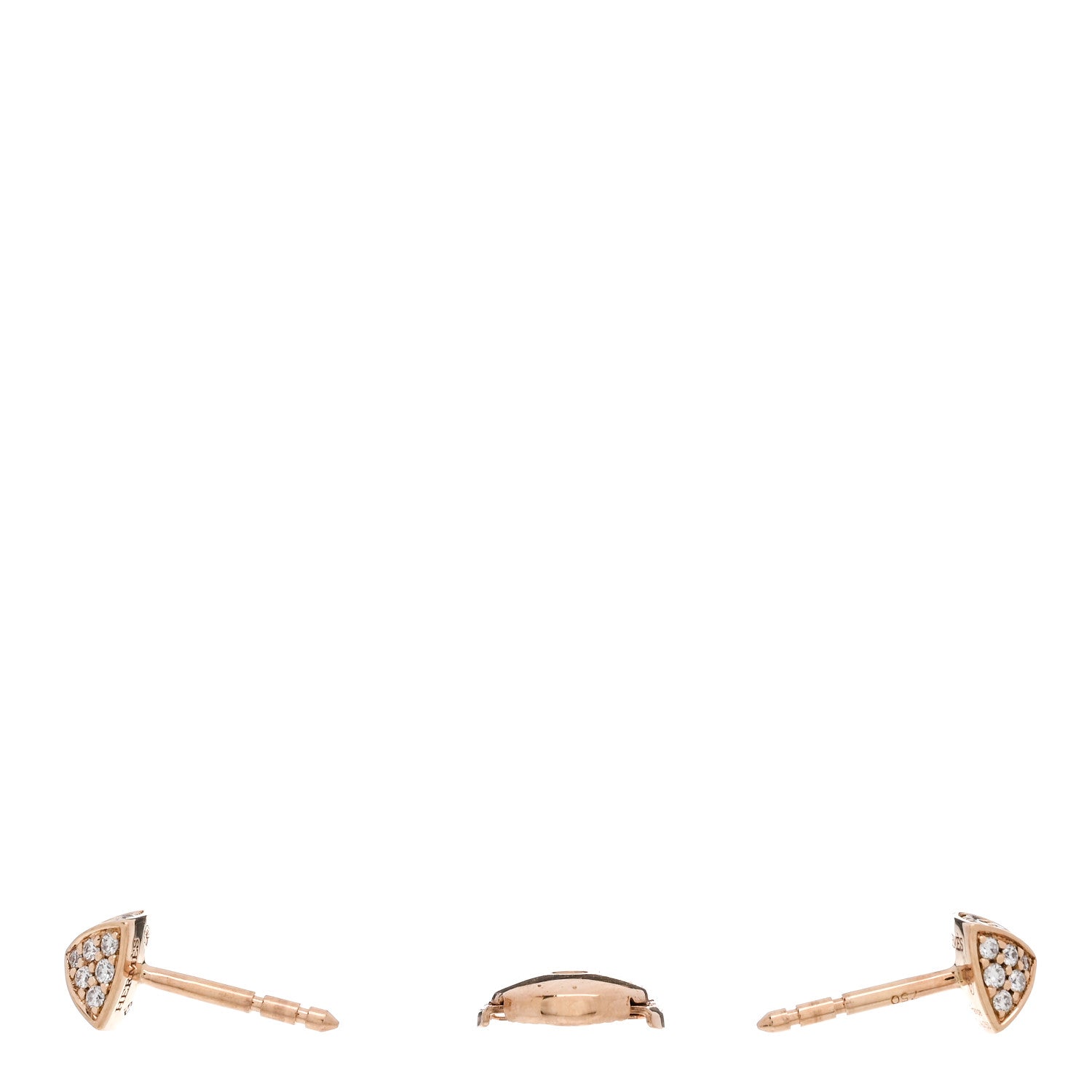 Hermes 18K Rose Gold Diamond Clou d'H Stud Earrings 3 of 5