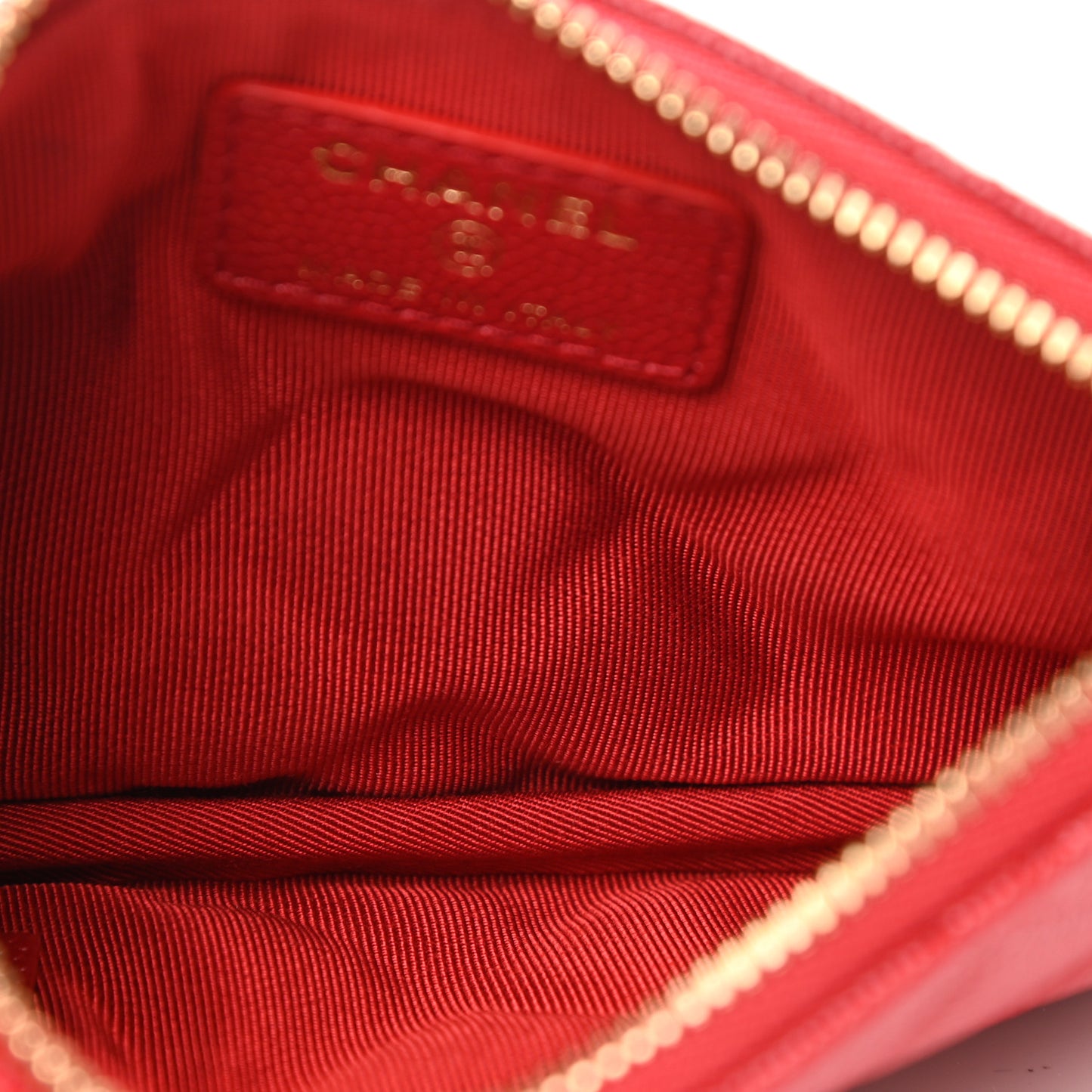 Caviar Quilted Small Cosmetic Case Red