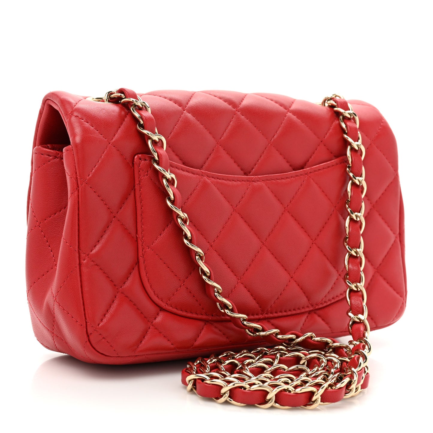 Lambskin Quilted Mini Rectangular Flap Red