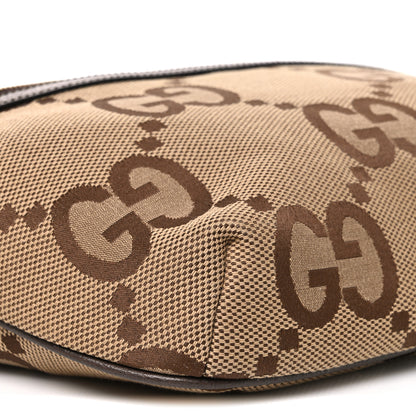 Gucci Monogram Jumbo GG Textured Dollar Calfskin Web Belt Bag Camel Ebony New Acero 8 of 9