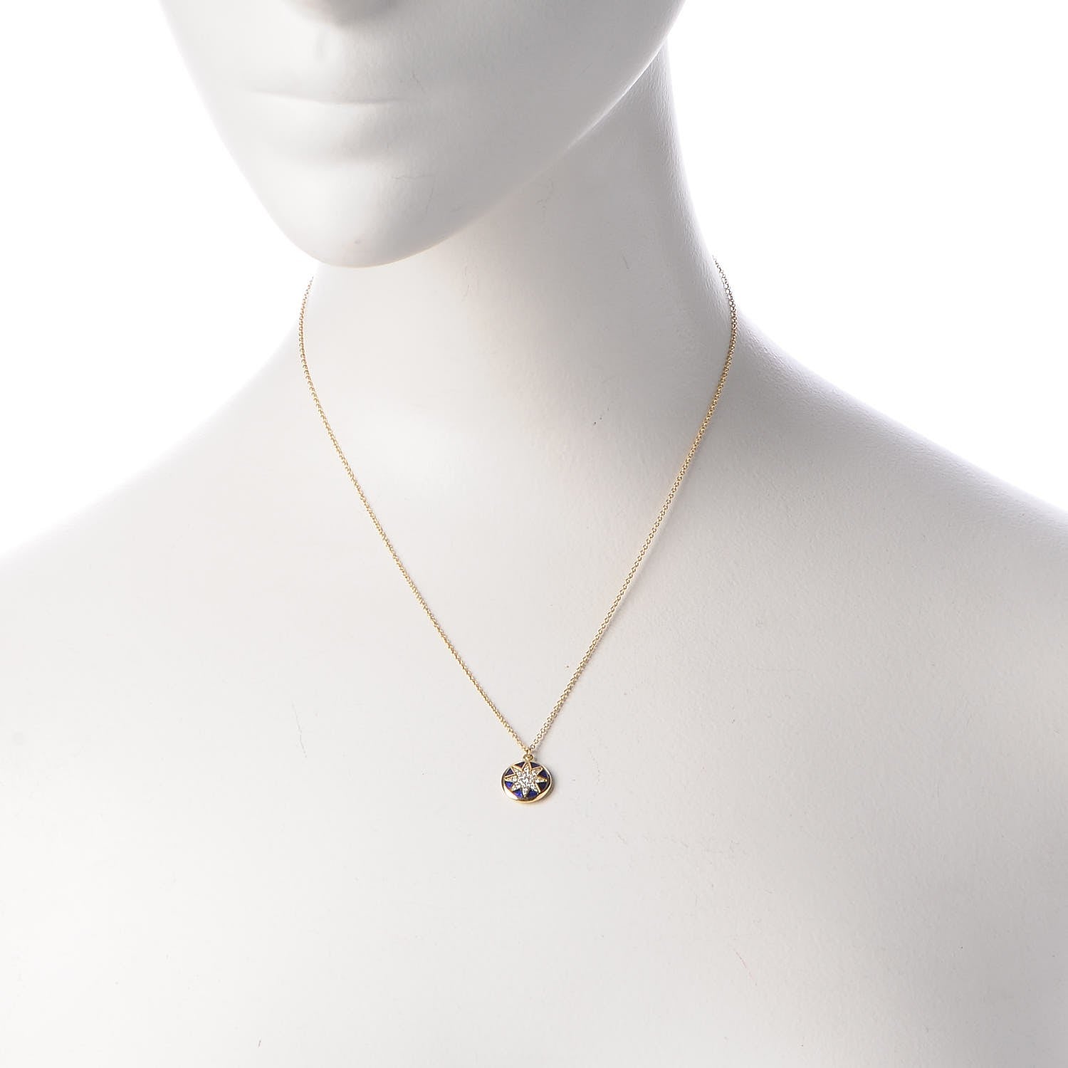 Tiffany 18K Yellow Gold Diamond Enamel Paloma Picasso Venezia Stella Pendant Necklace Blue 2 of 8