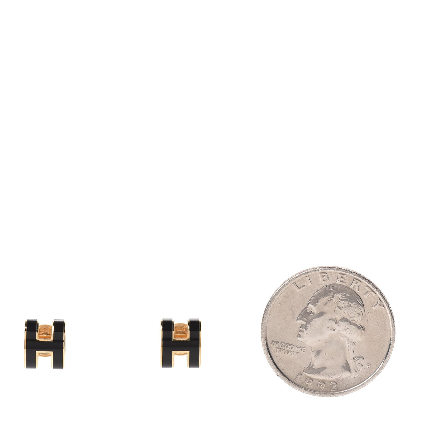 Gold Lacquered Pop H Earrings Black