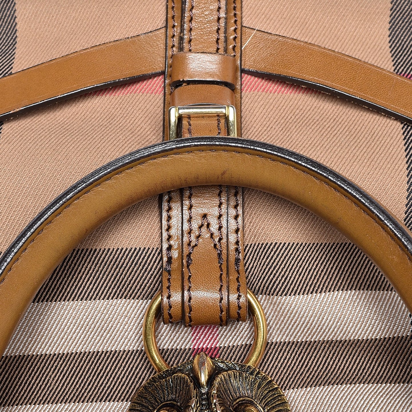 Bridle Calfskin House Check Owl Medium Orchard Bowling Bag Brown Ochre