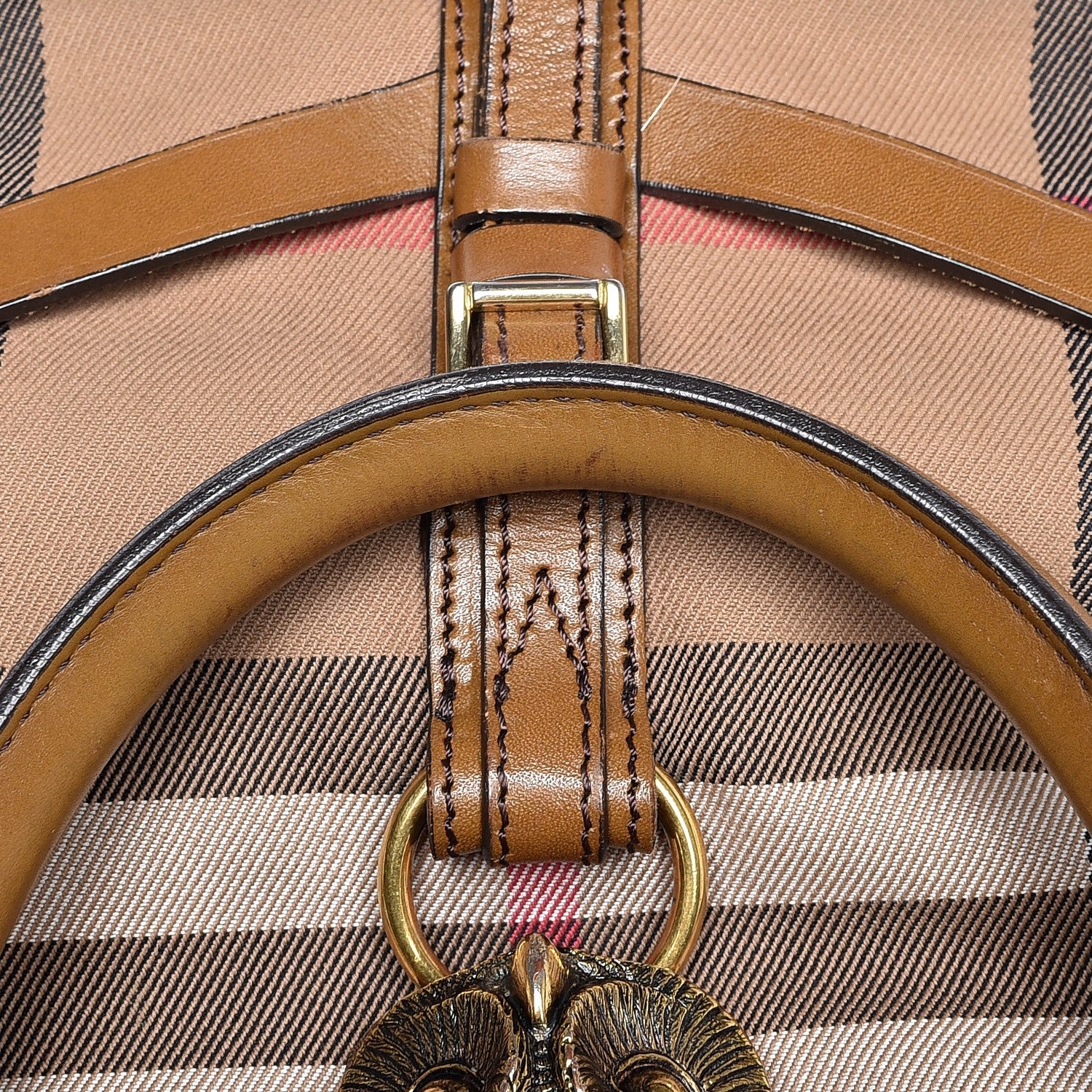 Burberry Bridle Calfskin House Check Owl Medium Orchard Bowling Bag Brown Ochre 11 of 11