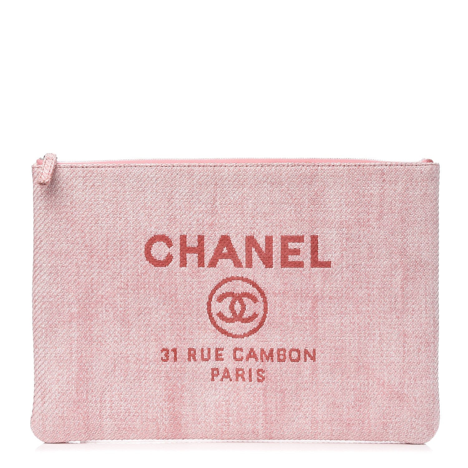 Chanel Canvas Large Deauville Pouch Pink 1 of 7