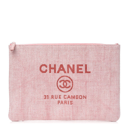 Chanel Canvas Large Deauville Pouch Pink 1 of 7