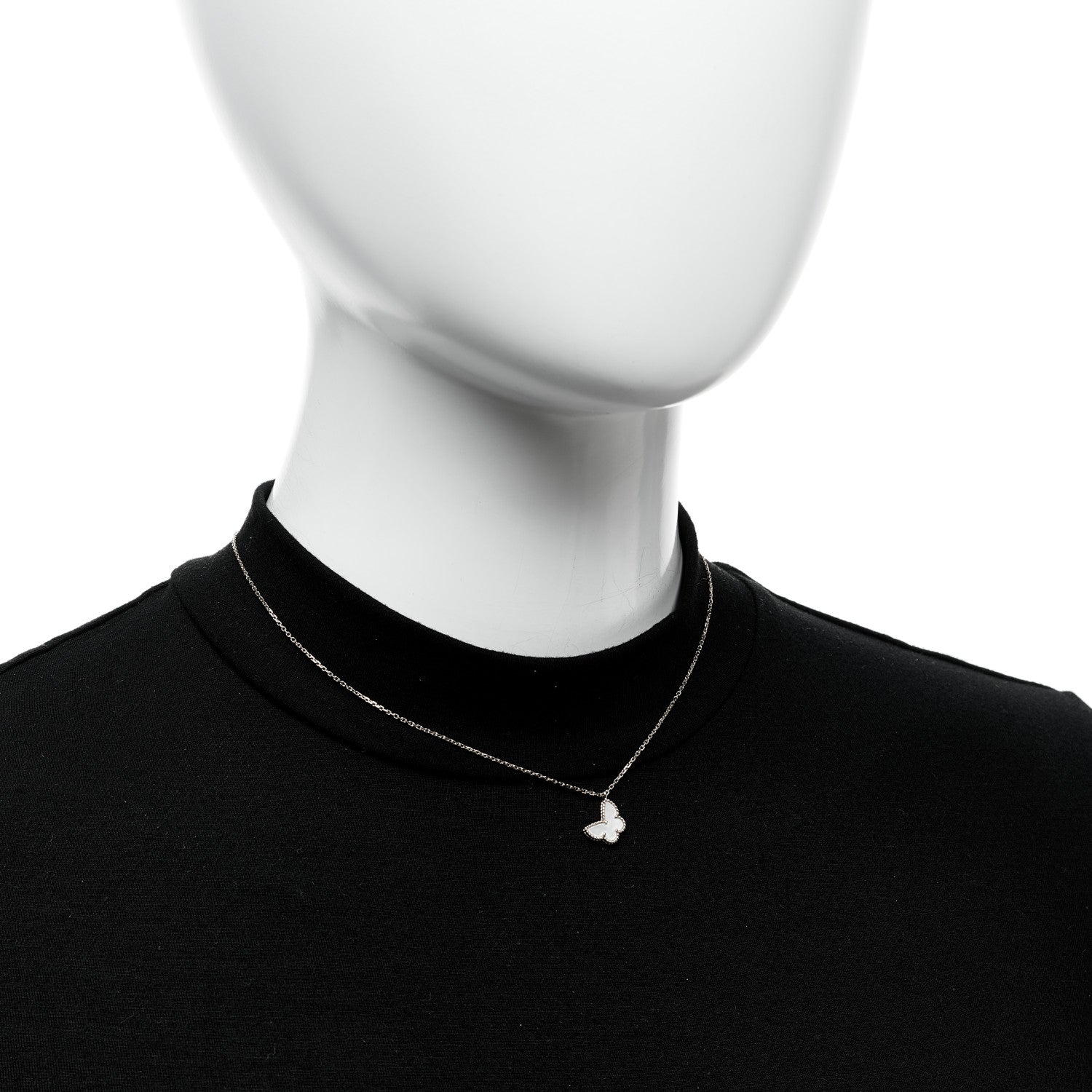 Van Cleef & Arpels 18K Yellow Gold Mother of Pearl Sweet Alhambra Butterfly Pendant Necklace 2 of 6