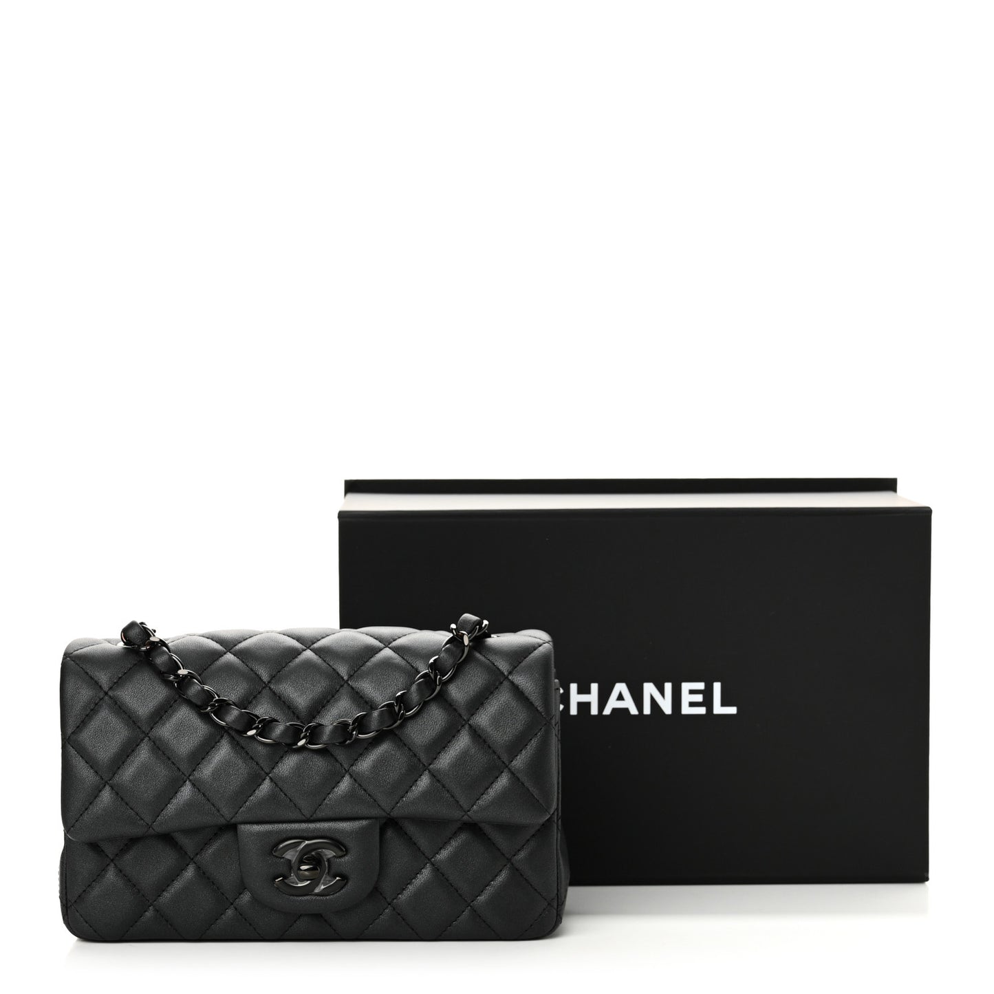 Lambskin Quilted Mini Rectangular Flap So Black