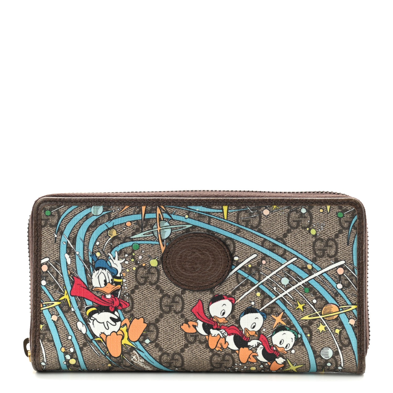Gucci X DISNEY GG Supreme Monogram Donald Duck Zip Around Wallet Beige Multicolor New Acero 1 of 7