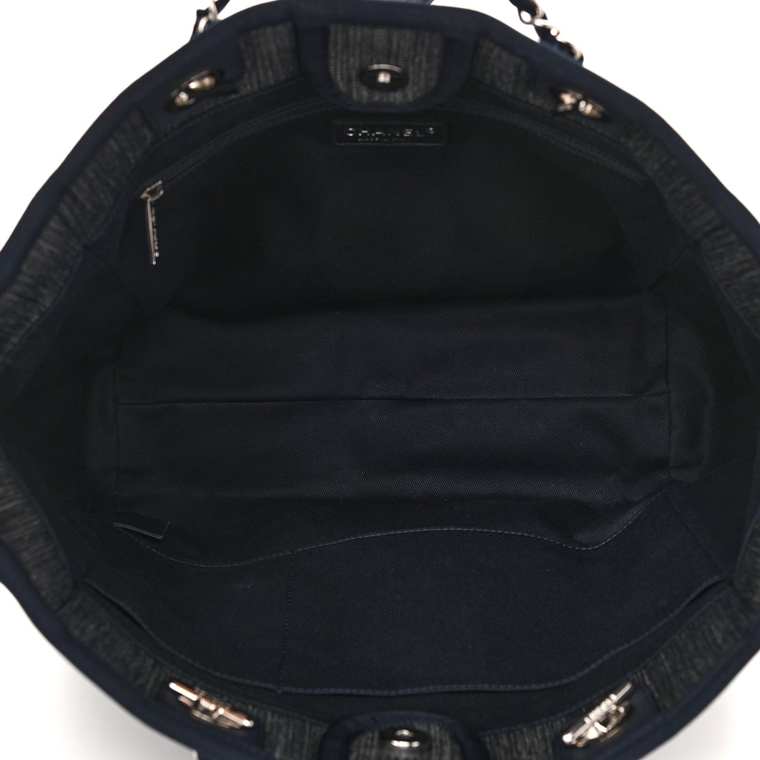 Chanel Denim Small Deauville Tote Dark Blue 5 of 11
