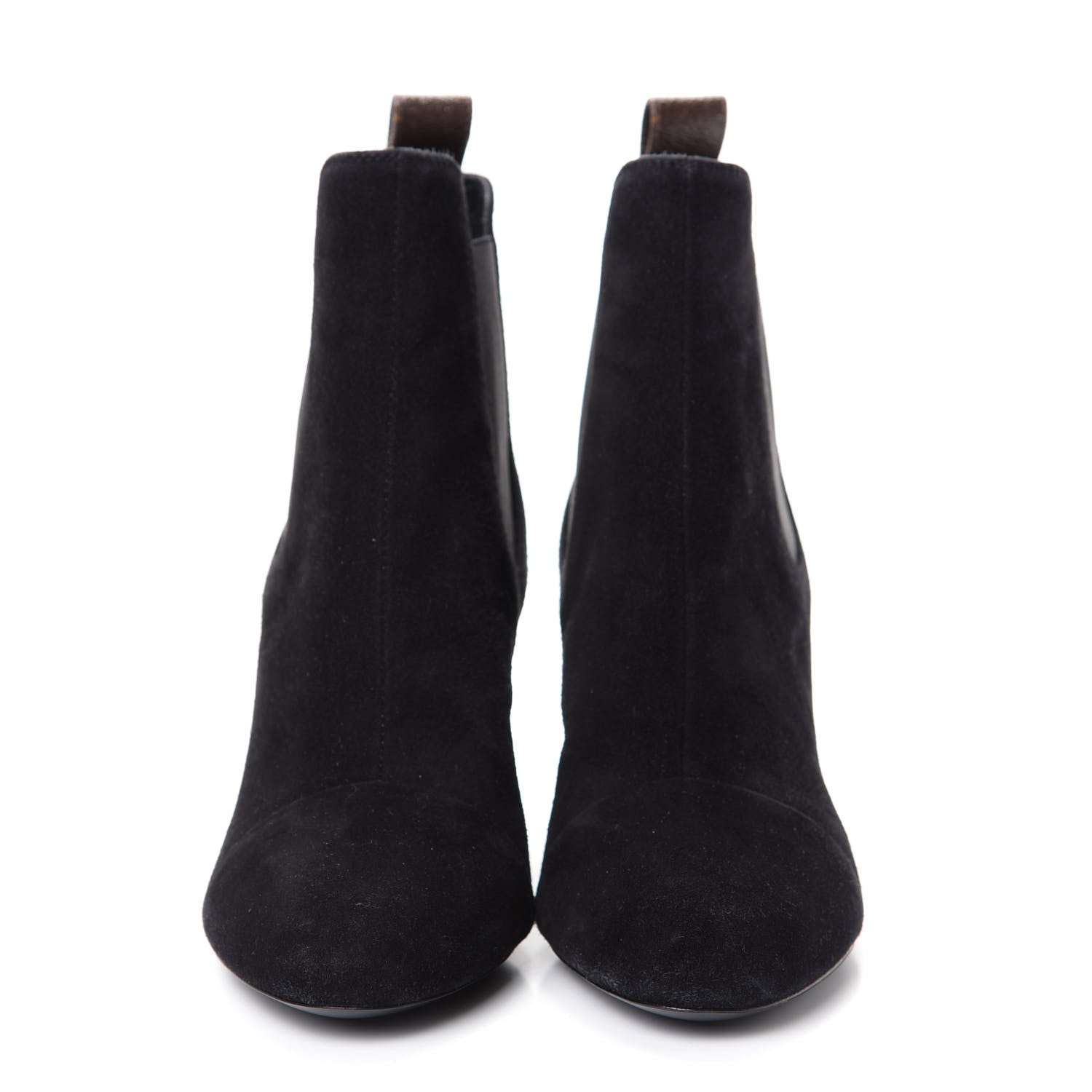 Louis Vuitton Suede Monogram Uniformes Cap Toe Chelsea 80mm Ankle Boots 35 Black 2 of 9