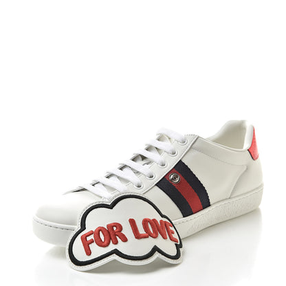 Gucci Calfskin Ayers Blind For Love Embroidered Womens Ace Sneakers 39.5 White 9 of 10