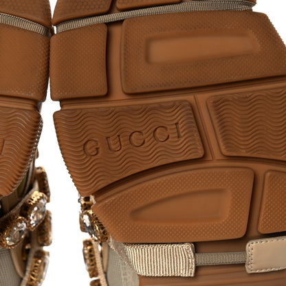 Gucci X SEGA Mesh Canvas Calfskin Removable Crystals Flashtrek Sneakers 37.5 Mystic White Oatmeal Sand Storm 6 of 7