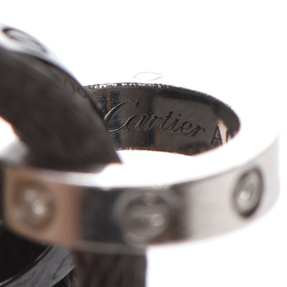 Cartier 18K White Gold Ceramic 4 Diamond LOVE Cord Bracelet Gray 7 of 8
