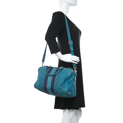 Gucci Calfskin Vintage Web Medium Boston Teal 3 of 13